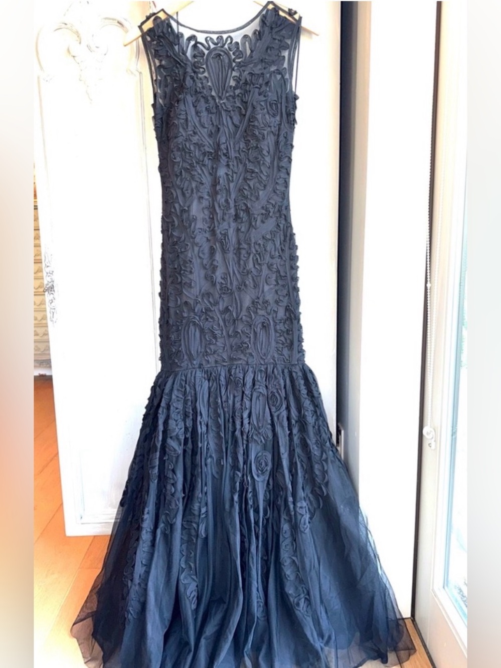 JS Collections Tulle Soutache Mermaid Gown Maxi Dress Black Size 4